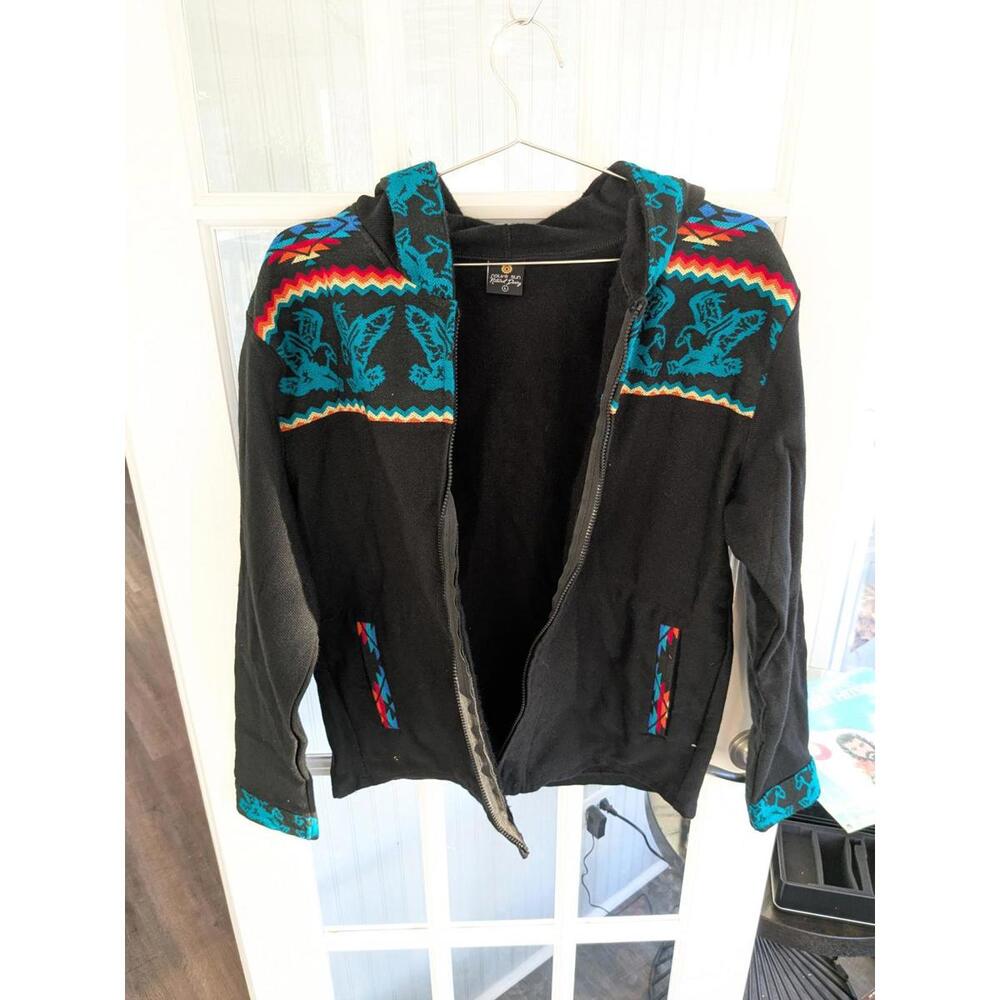 Native Sun Natural Designs Zip-Up Hoodie (L) – Southwest, Tribal Pattern – Rare